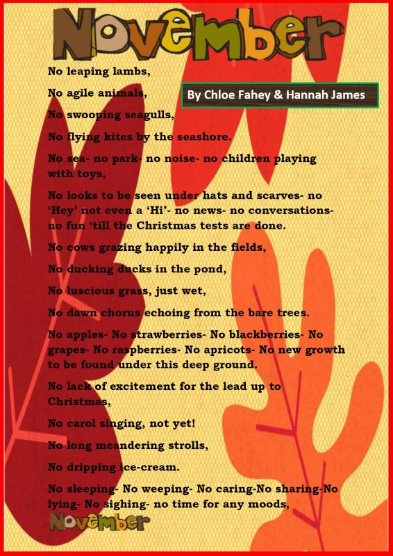November poem by Chloe and Hannah (Custom)